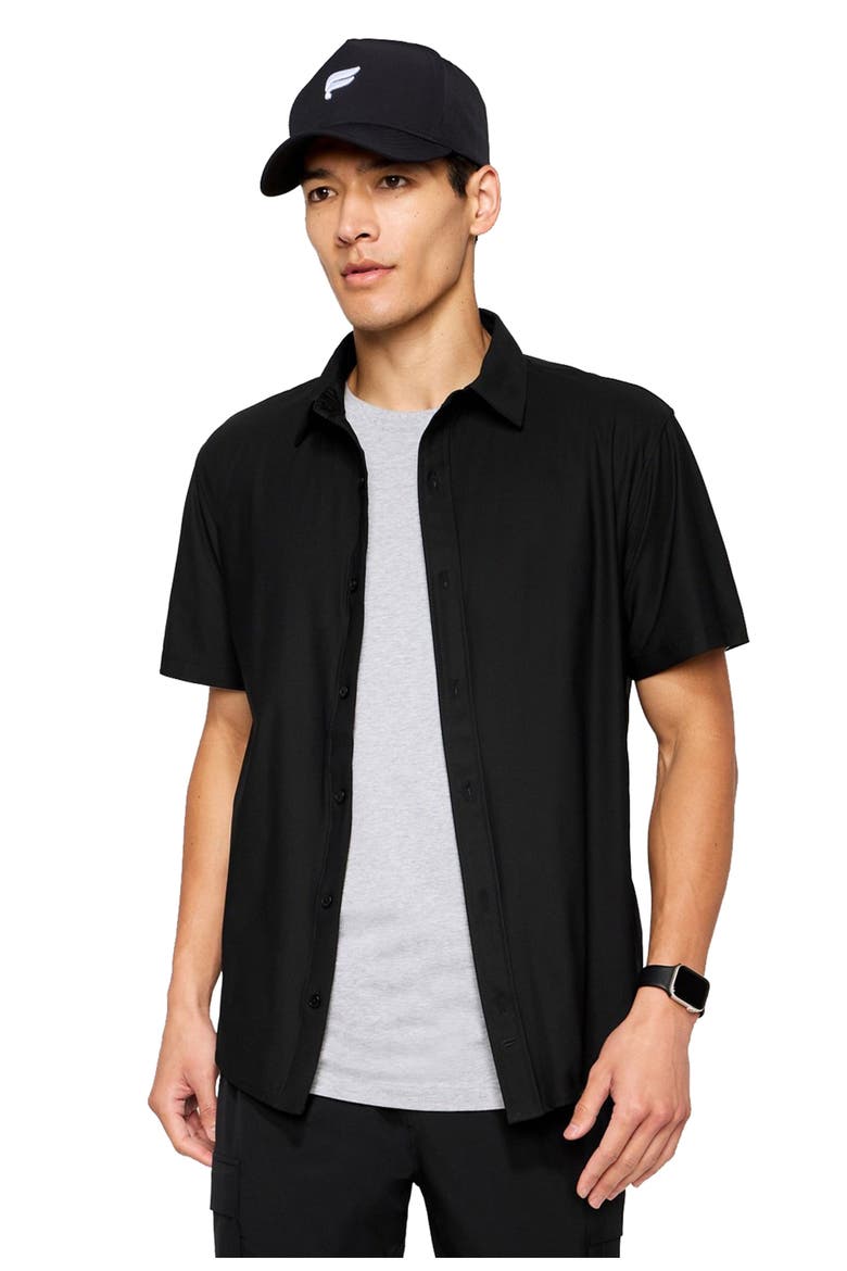 The Don Short Sleeve Button Up, Main, color, Black