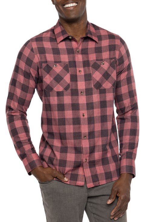 Cloud Plaid Flannel Button-Up Shirt