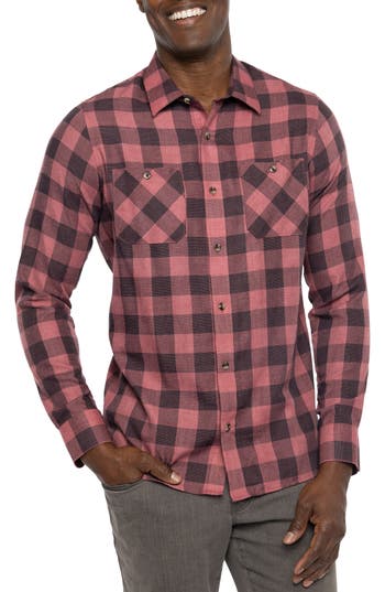 Travismathew Cloud Plaid Flannel Button-up Shirt In Pink