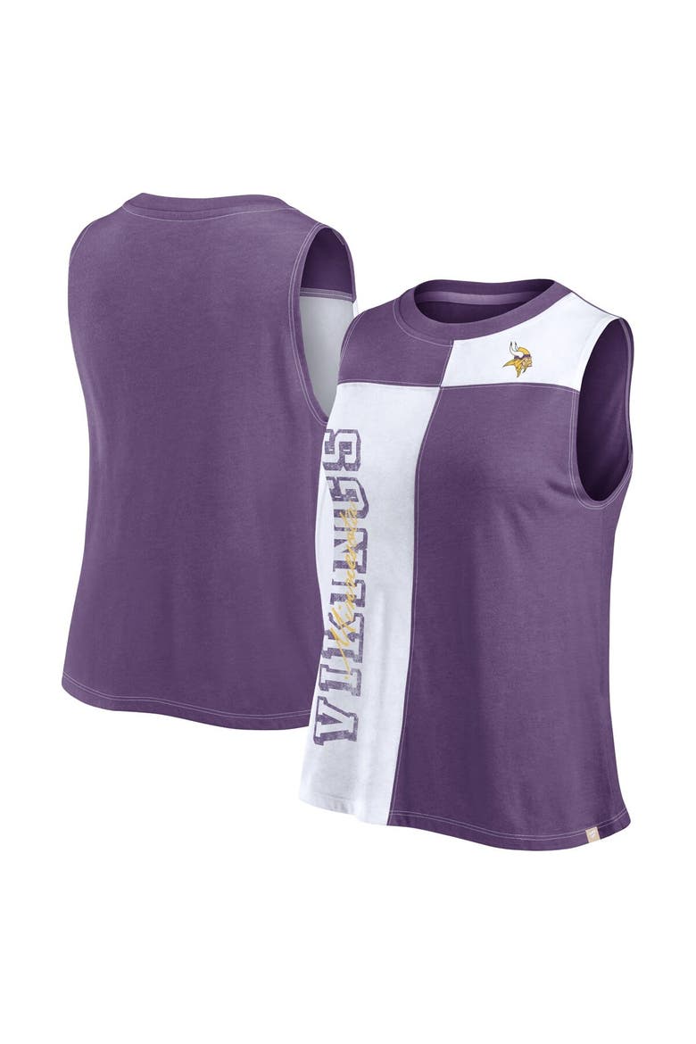 Women's Fanatics Branded Purple/White Minnesota Vikings Script Color Block Tank Top, Main, color, Purple