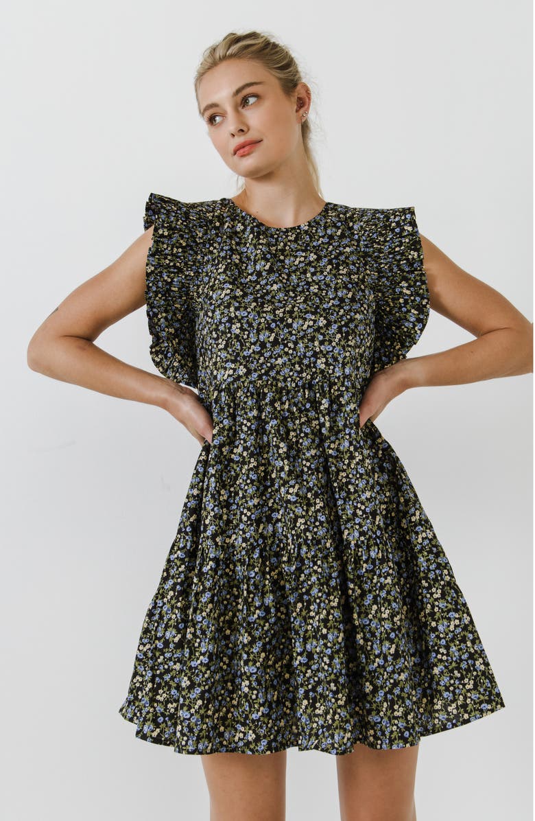 English Factory Floral Print Cotton Minidress, Alternate, color, 