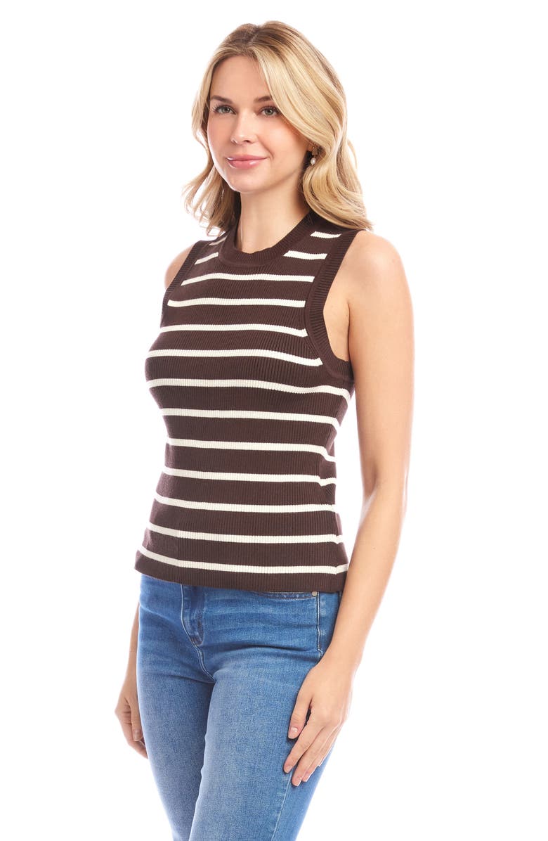 Karen Kane Stripe Rib Sweater Tank, Alternate, color, Chocolate