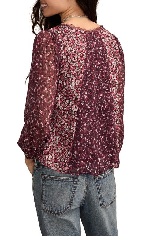 Lucky Brand Mixed Print Swing Top In Burgundy