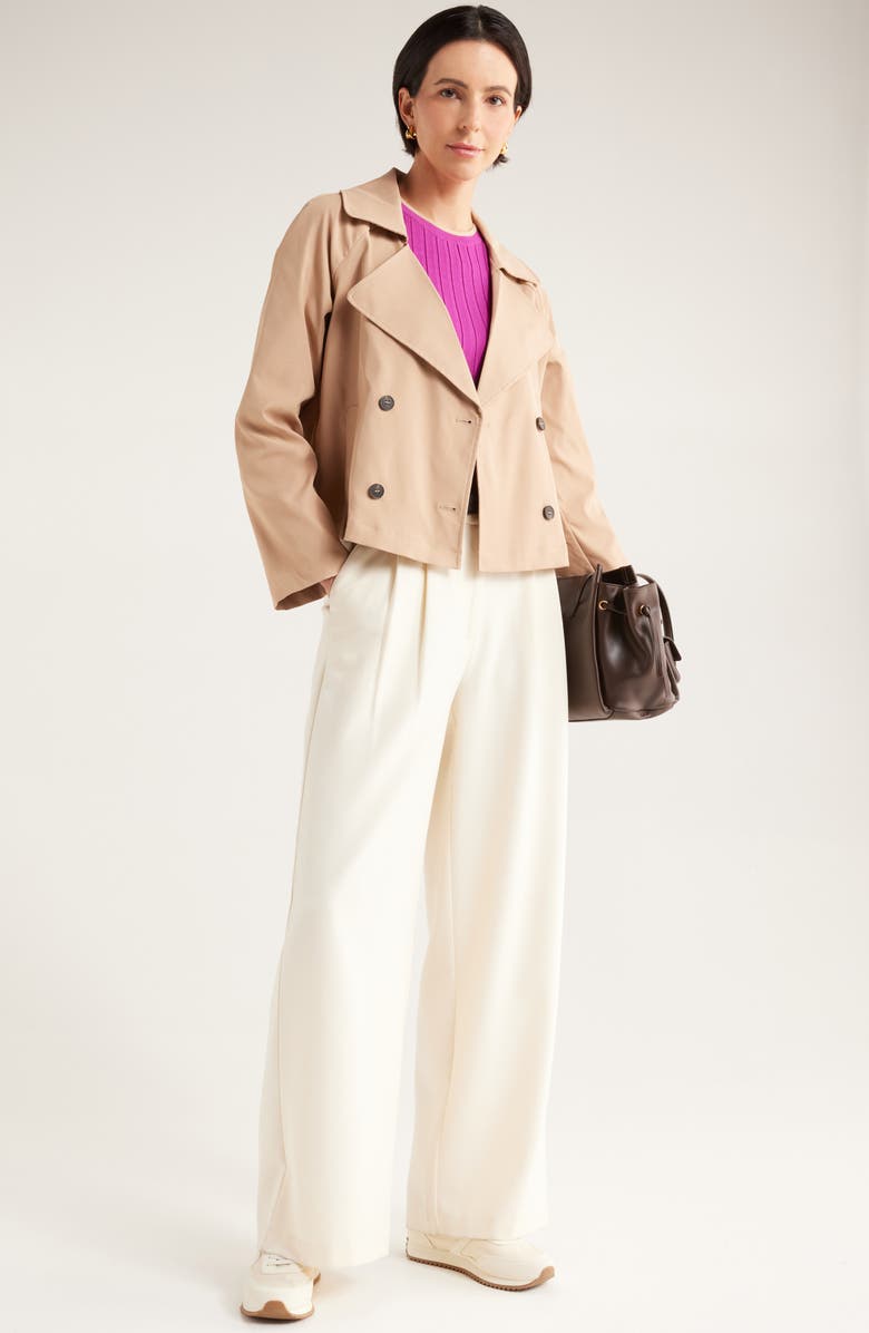 NORDSTROM RACK Double Breasted Crop Trench Coat, Alternate, color,