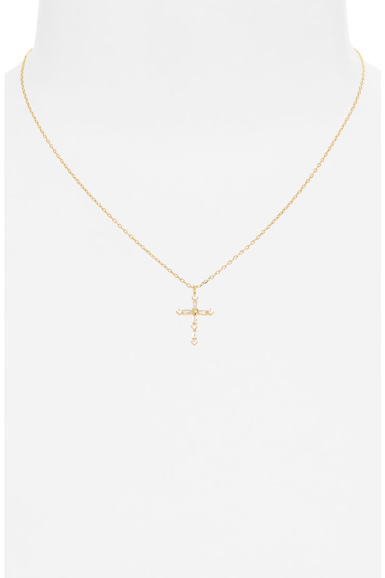 Cubic Zirconia Cross Pendant Necklace, Alternate, color, GOLD