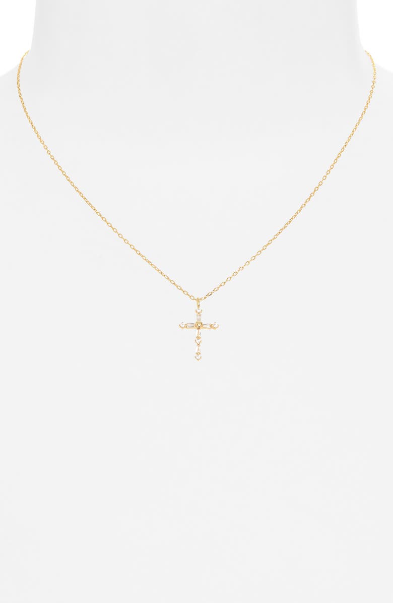 ARGENTO VIVO Cubic Zirconia Cross Pendant Necklace, Alternate, color, Gold
