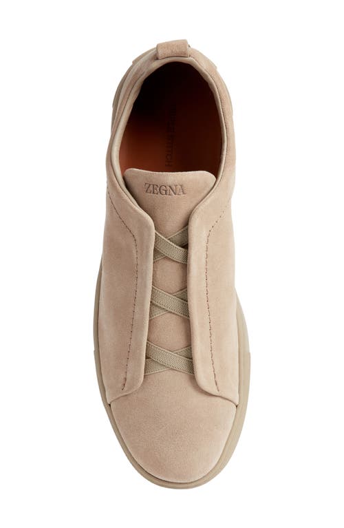Zegna Triple Stitch Suede Sneaker In Sand
