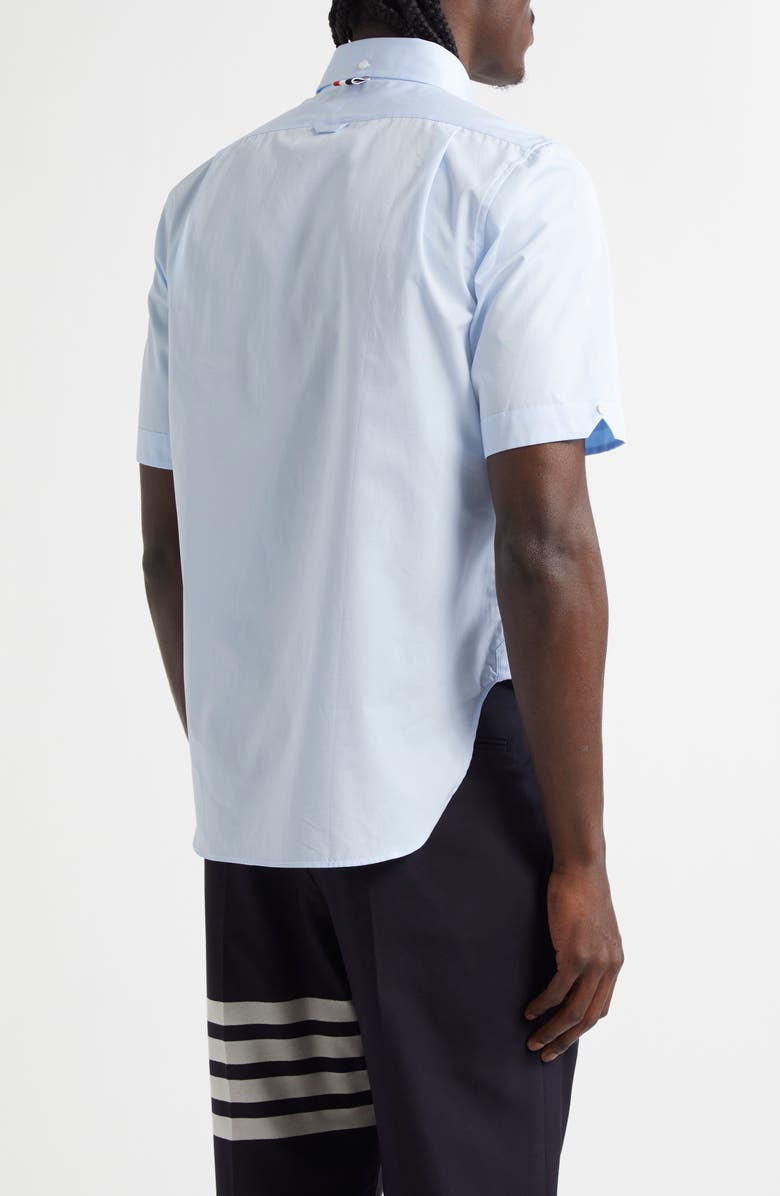 Thom Browne Straight Fit Cotton Poplin Button-Up Shirt, Alternate, color, Light Blue