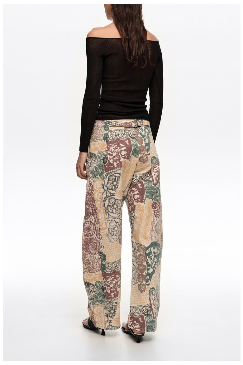 BARREL - Lace Jeans With Buckle, Alternate, color, LACE PRINT IVORY