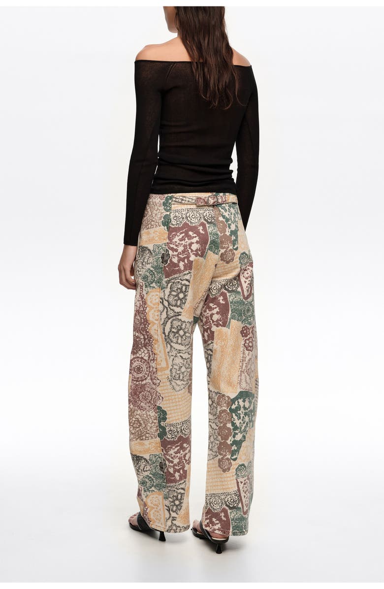 Bimba y Lola BARREL - Lace Jeans With Buckle, Alternate, color, Lace Print Ivory