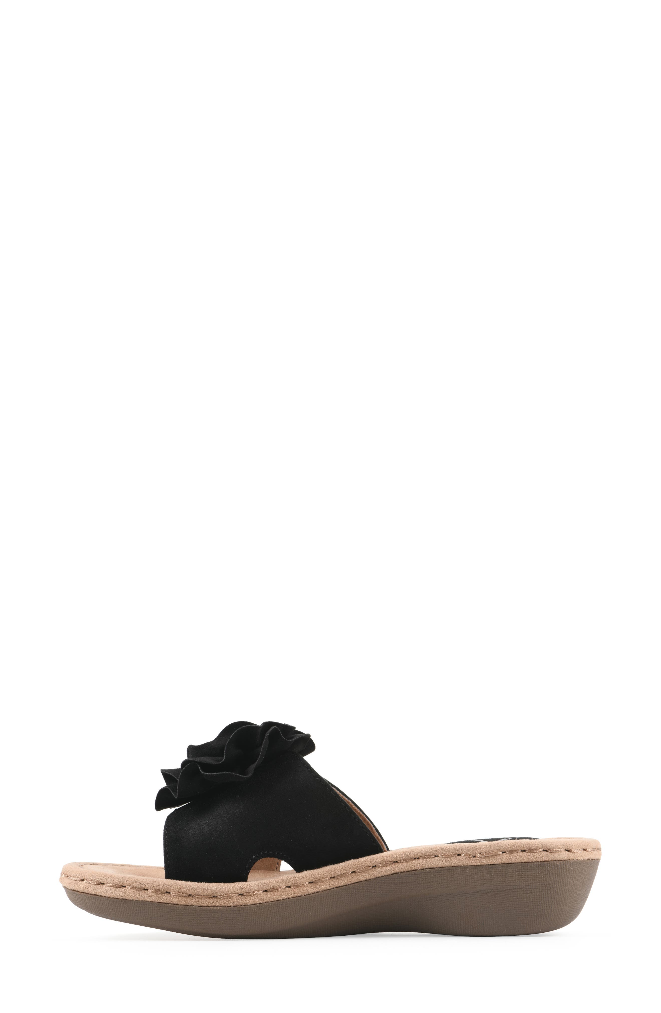 CLIFFS BY WHITE MOUNTAIN Casmyn Floral Mini Wedge Sandal - Wide Width Available, Alternate, color, Black/ Fabric