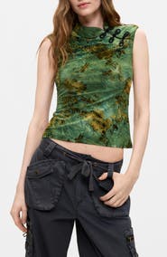 Desigual Mandarin Collar Sleeveless Top