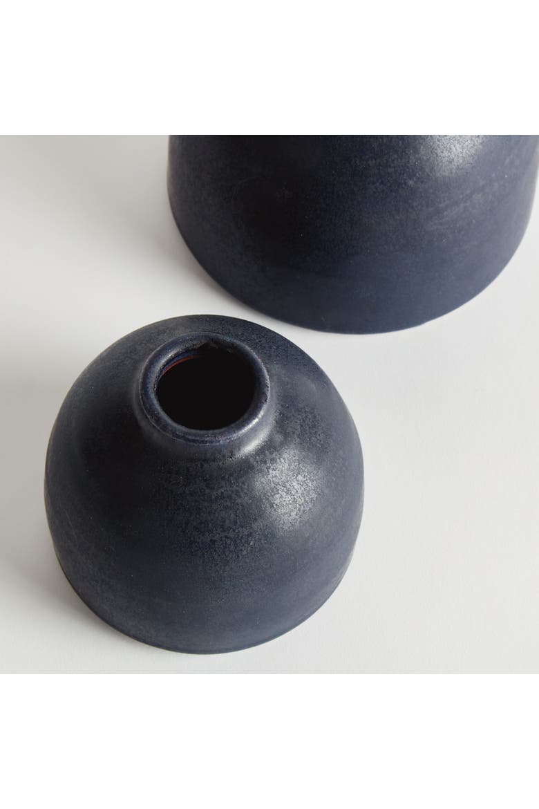 Studio Bud Vases, Set of 2 - Navy Terracotta, Handcrafted, Alternate, color, Blue