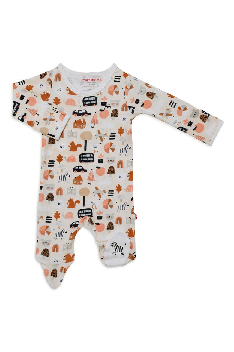 Variety Society Organic Cotton Magnetic Footie, Main, color, TAN MULTI
