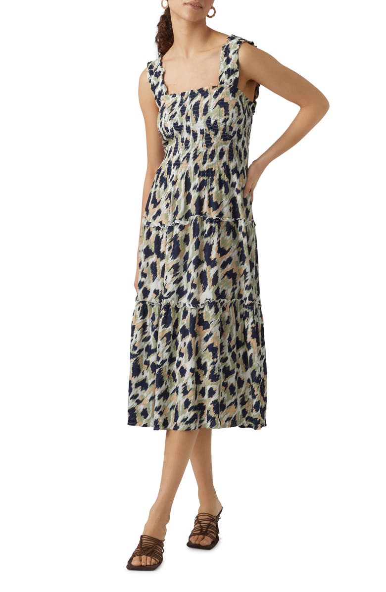 VERO MODA Menny Print Midi Dress, Main, color,