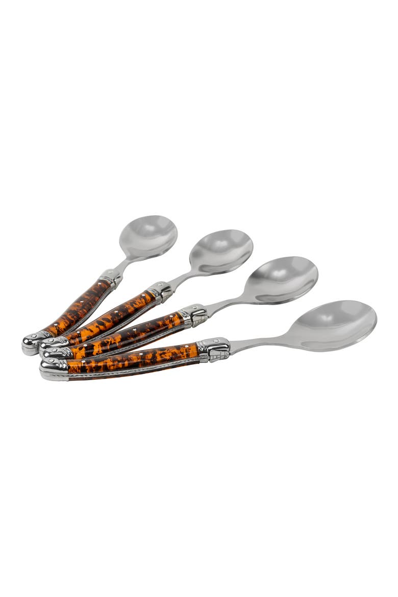 Set of 4 Soup Spoons, Alternate, color, TORTOISE SHELL