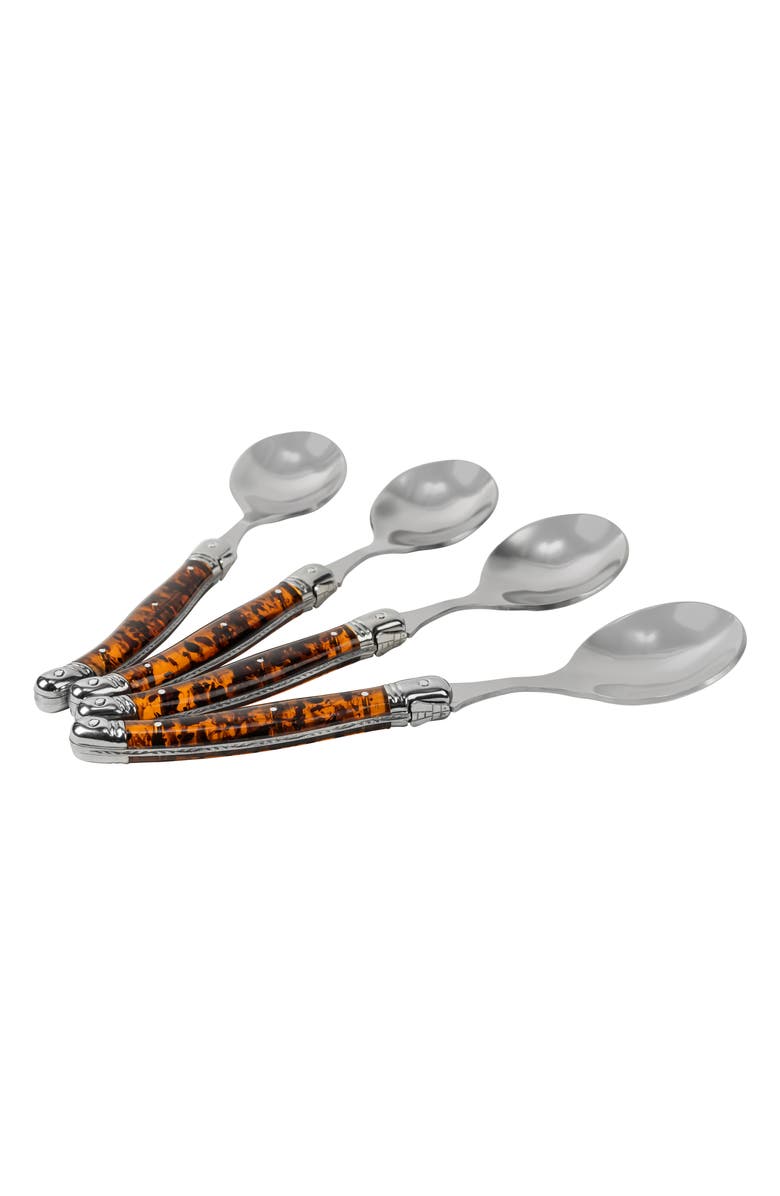 FRENCH HOME Set of 4 Soup Spoons, Alternate, color, Tortoise Shell