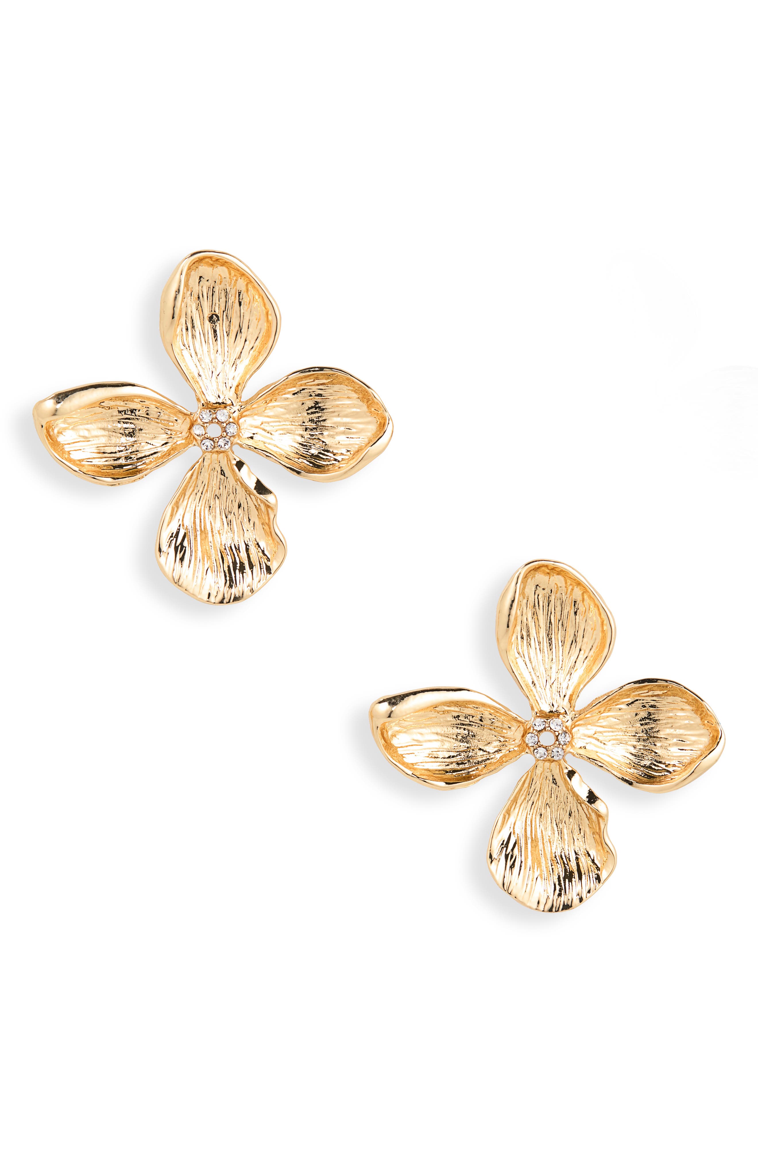 Statement Flower Cubic Zirconia Stud Earrings