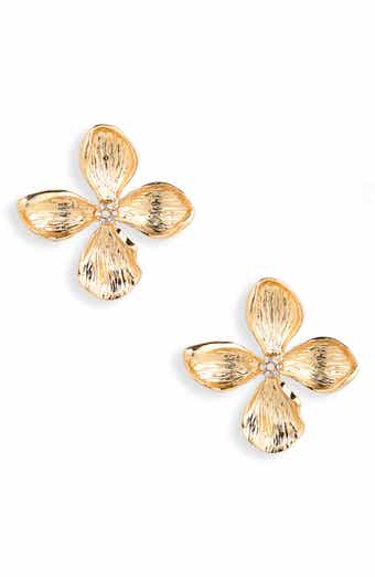 Statement Flower Cubic Zirconia Stud Earrings