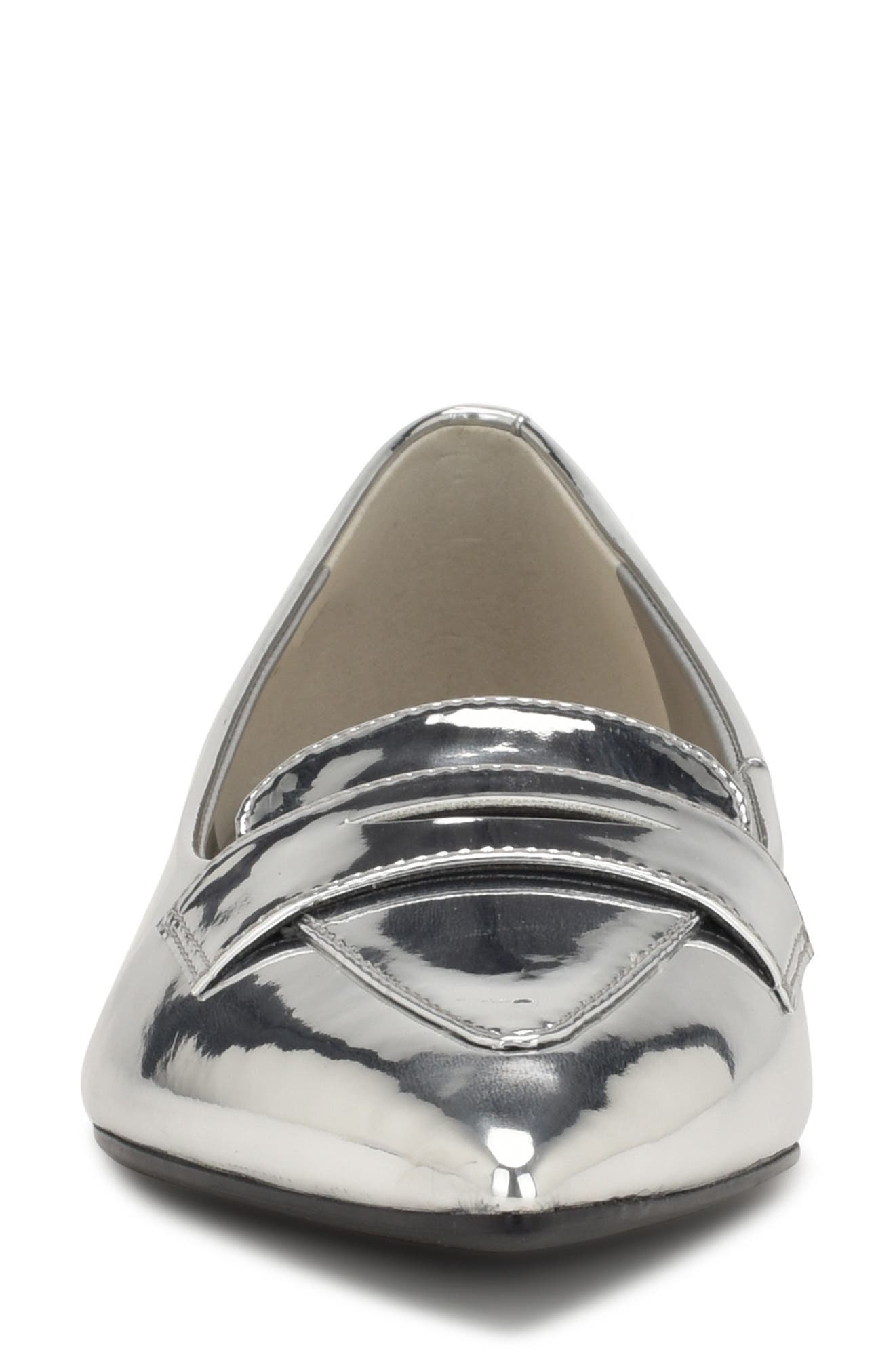 Nine West Lallin Pointed Toe Flat, Alternate, color, Silver 040