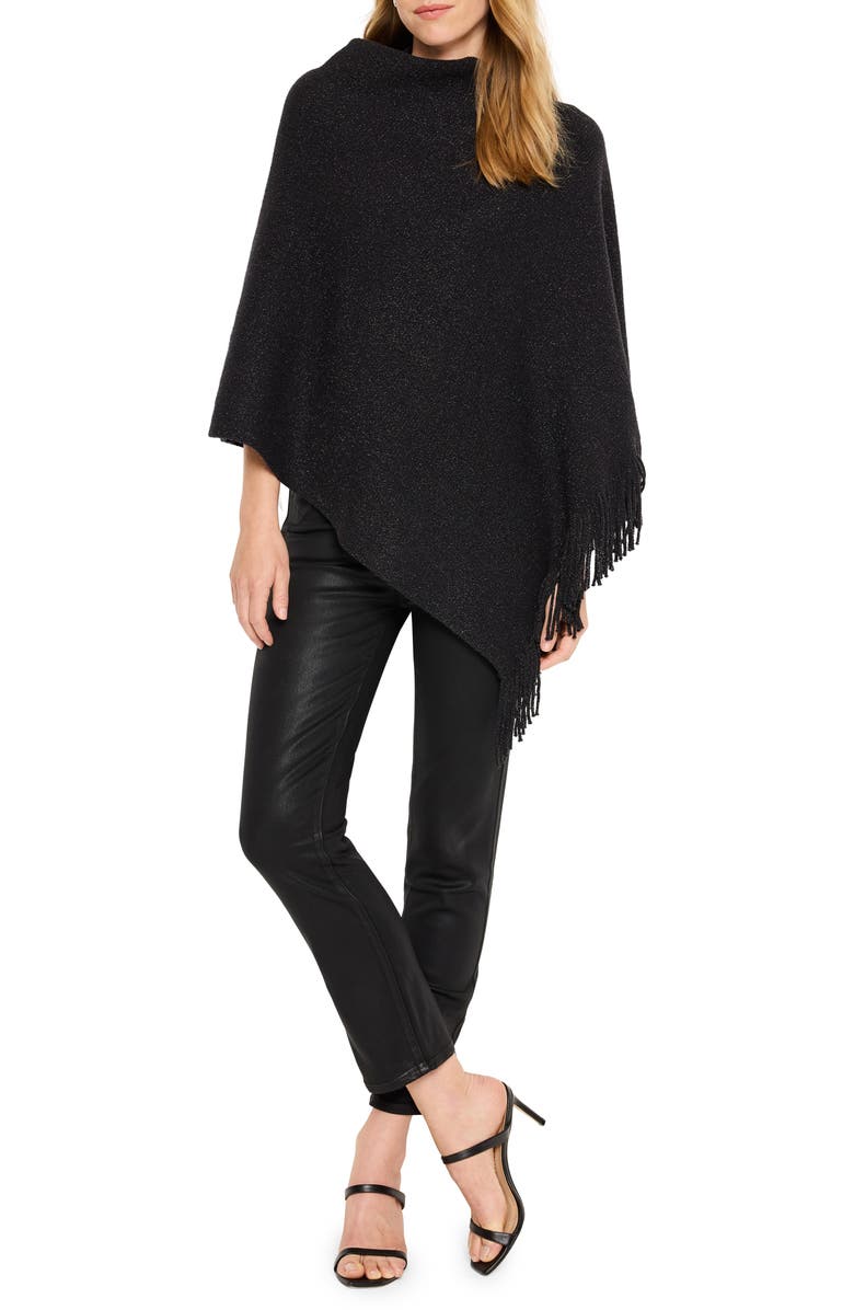 NIC+ZOE Go To Metallic Fringe Trim Poncho, Alternate, color,
