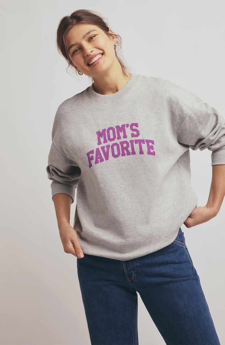 Favorite Daughter Mom's Favorite Cotton Graphic Sweatshirt, Alternate, color, Heather Grey