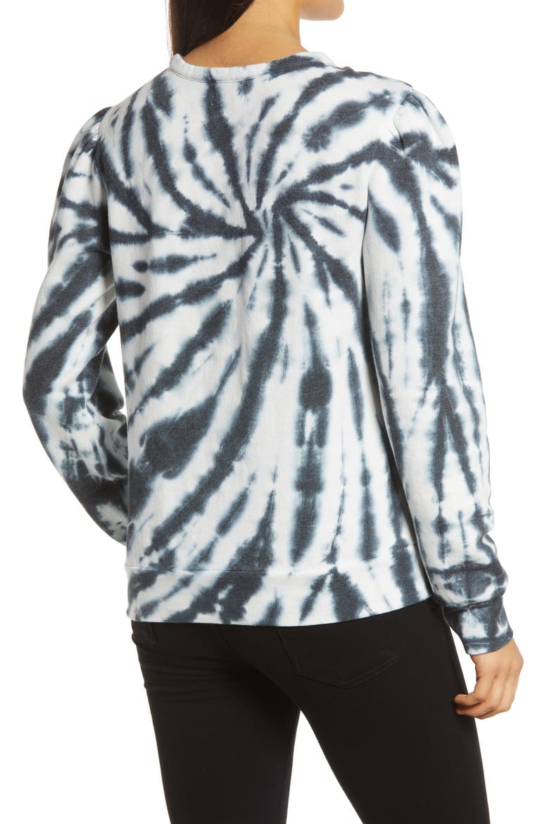 Puff Sleeve Sweatshirt, Alternate, color, BLACK TIE DYE