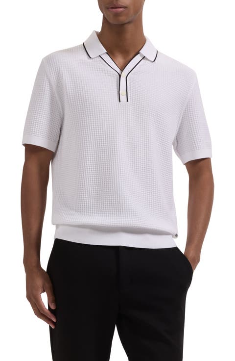 Waffle Stitch Polo Sweater