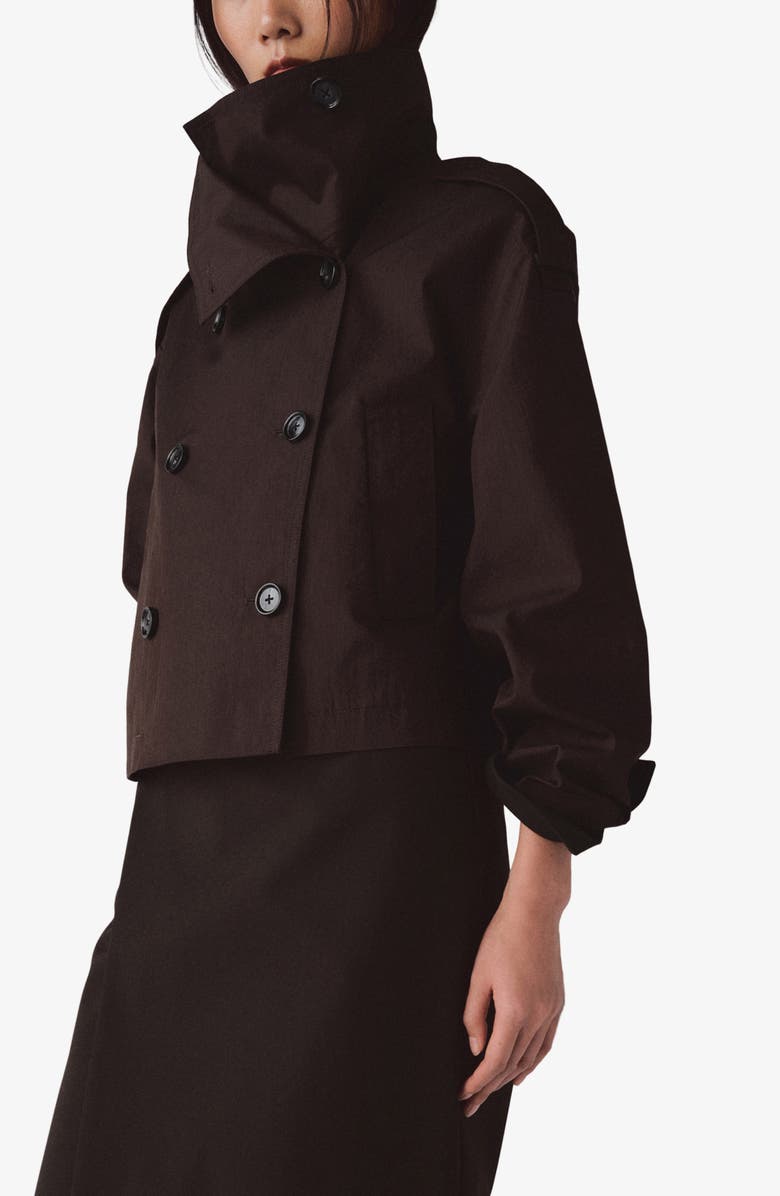MANGO Crop Trench Jacket, Main, color, Chocolate
