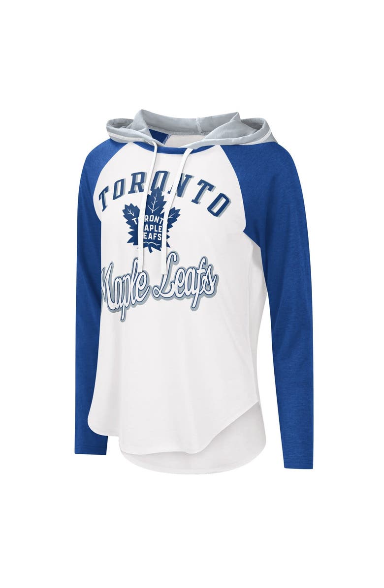 STARTER Women's G-III Sports by Carl Banks White/Blue Toronto Maple Leafs MVP Raglan Lightweight Hooded T-Shirt, Alternate, color, 