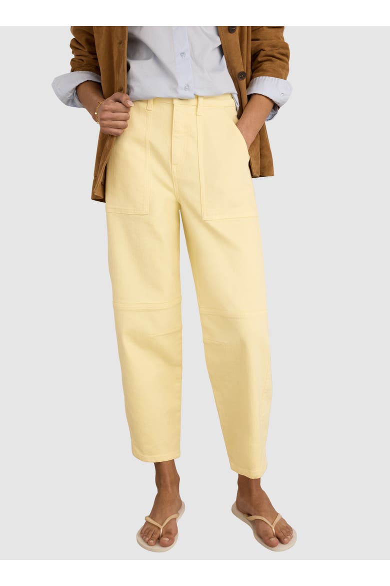 Reece Stretch Barrel Leg Cargo Jeans, Main, color, Butter yellow