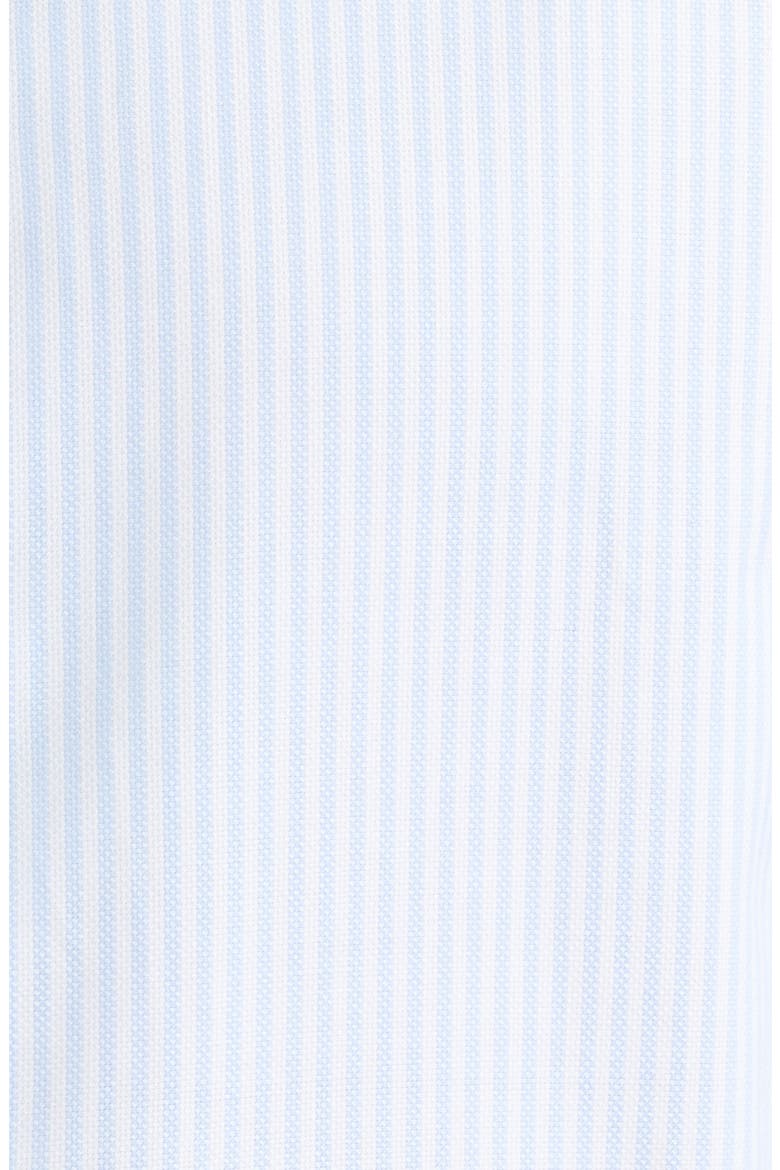 Trim Fit Pinstripe Premium Non-Iron Cotton Dress Shirt, Alternate, color, BLUE- WHITE ALFIE STRIPE