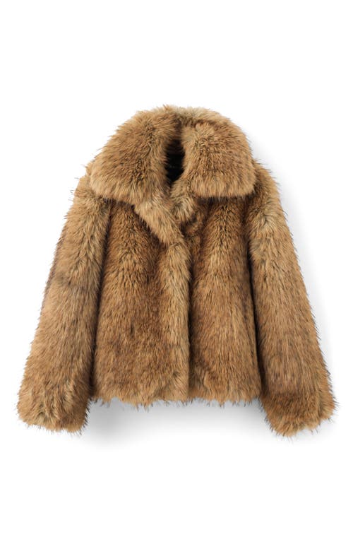 Mango Faux Fur Jacket In Brown