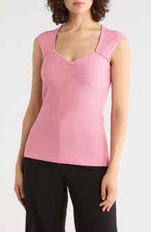 Fobertino Ribbed Square Neck Top