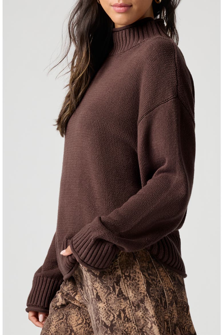 Roll With It Mock Neck Sweater, Alternate, color, CANYON BROWN