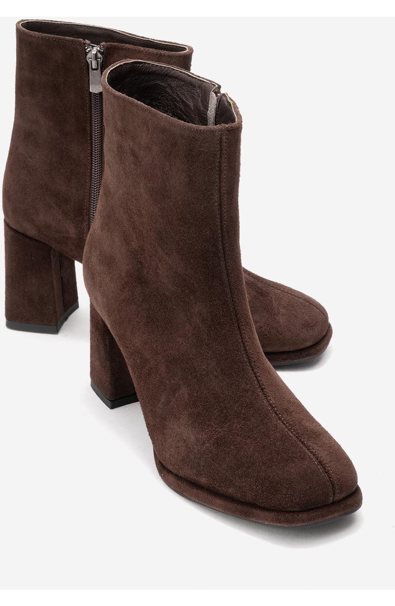 Forever & Always Shoes Napoli Leather Block Heel Boot, Alternate, color, Brown Suede