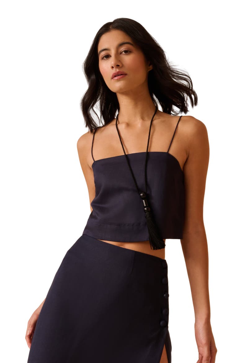 Cropped Cami Top, Alternate, color, Noir Navy