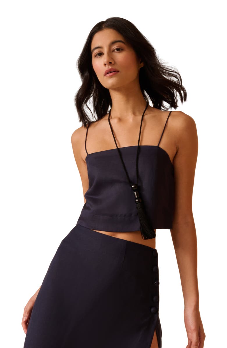 Onia Cropped Cami Top, Alternate, color, Noir Navy