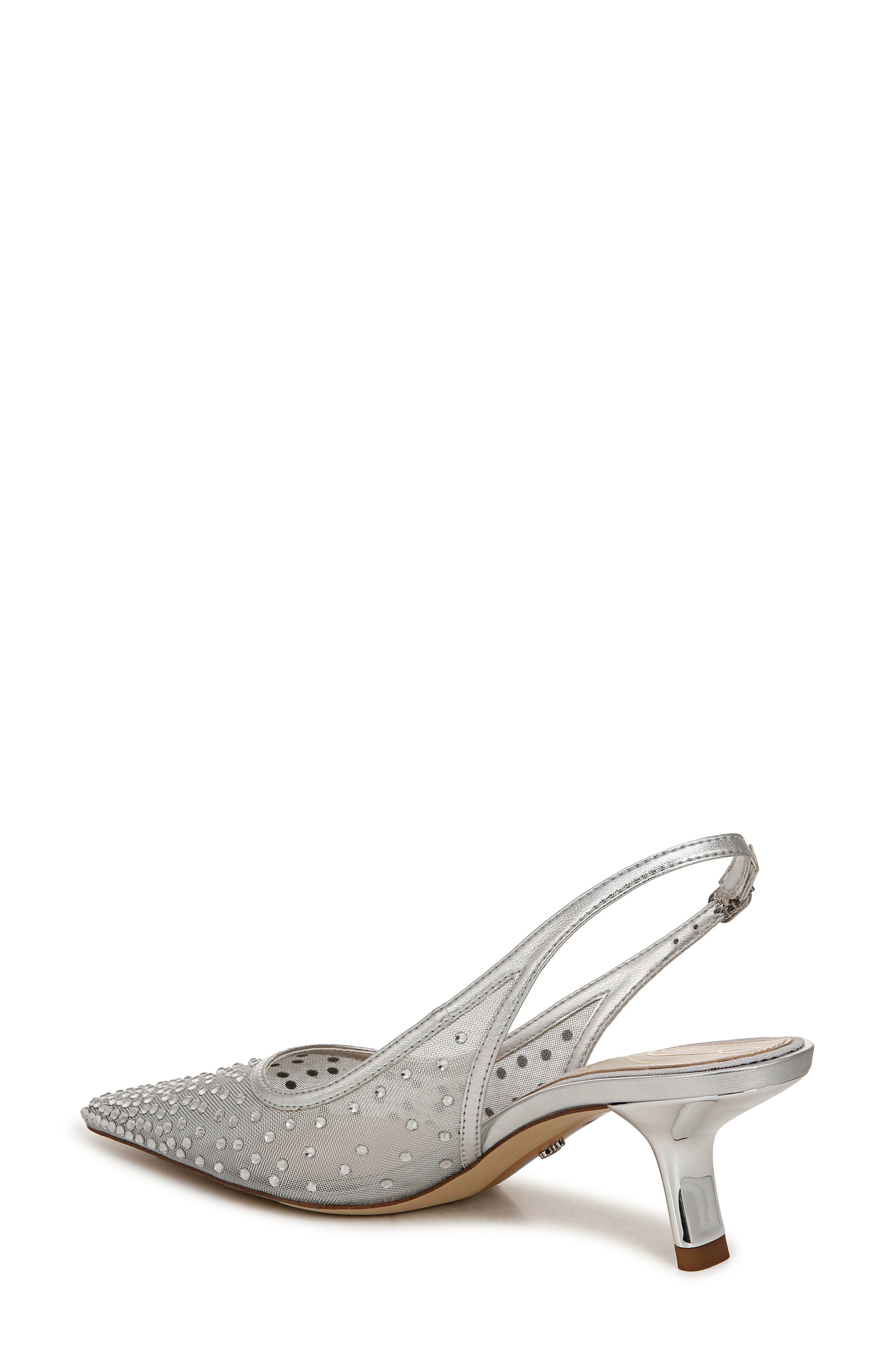 Sam Edelman Bianka Slingback Mesh Pointed Toe Pump, Alternate, color, Soft Silver