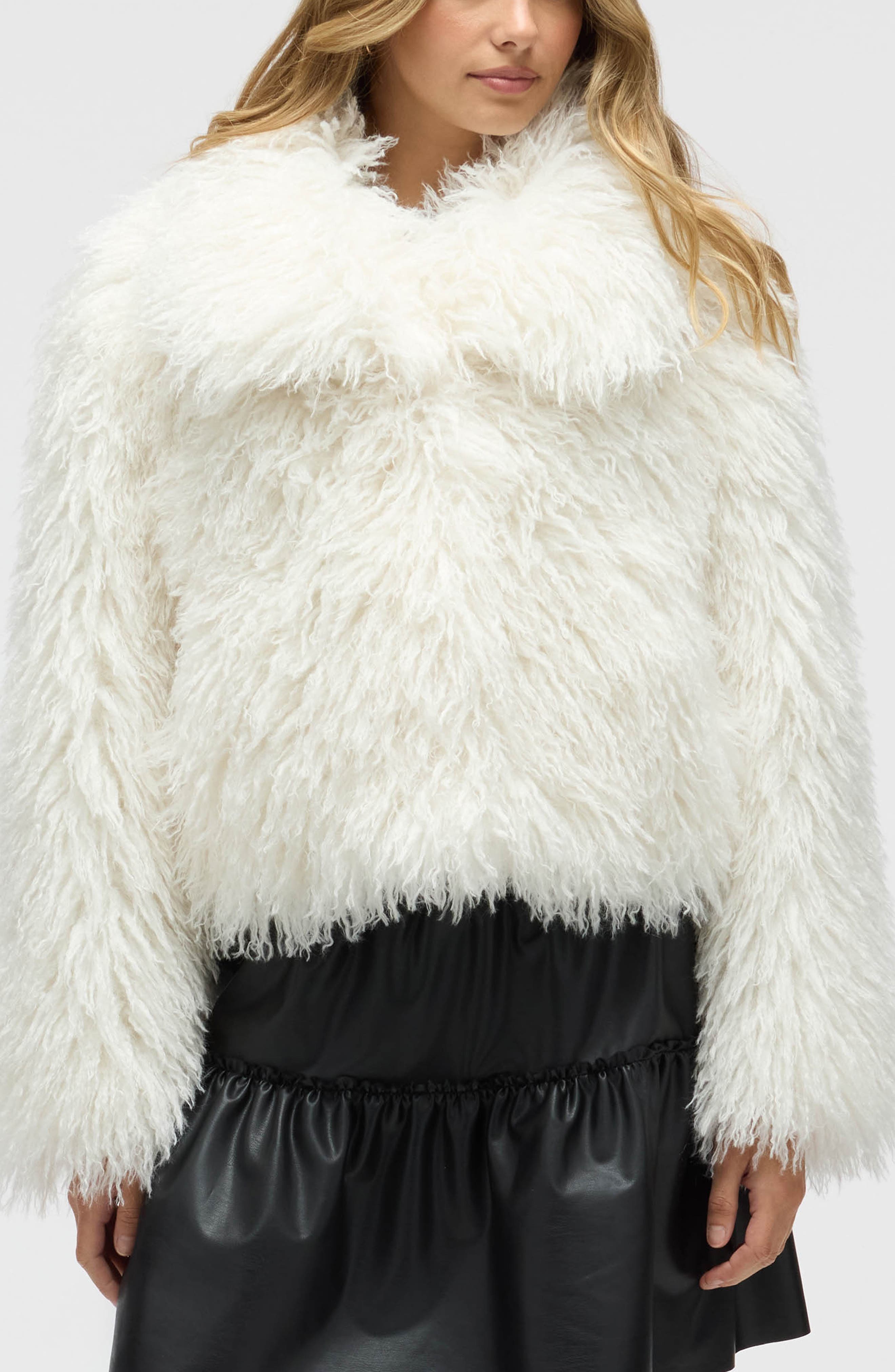 NVLT Shaggy Faux Fur Crop Jacket