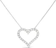 Haus of Brilliance Silver 2.0 Cttw Diamond Open Heart 18" Pendant Necklace