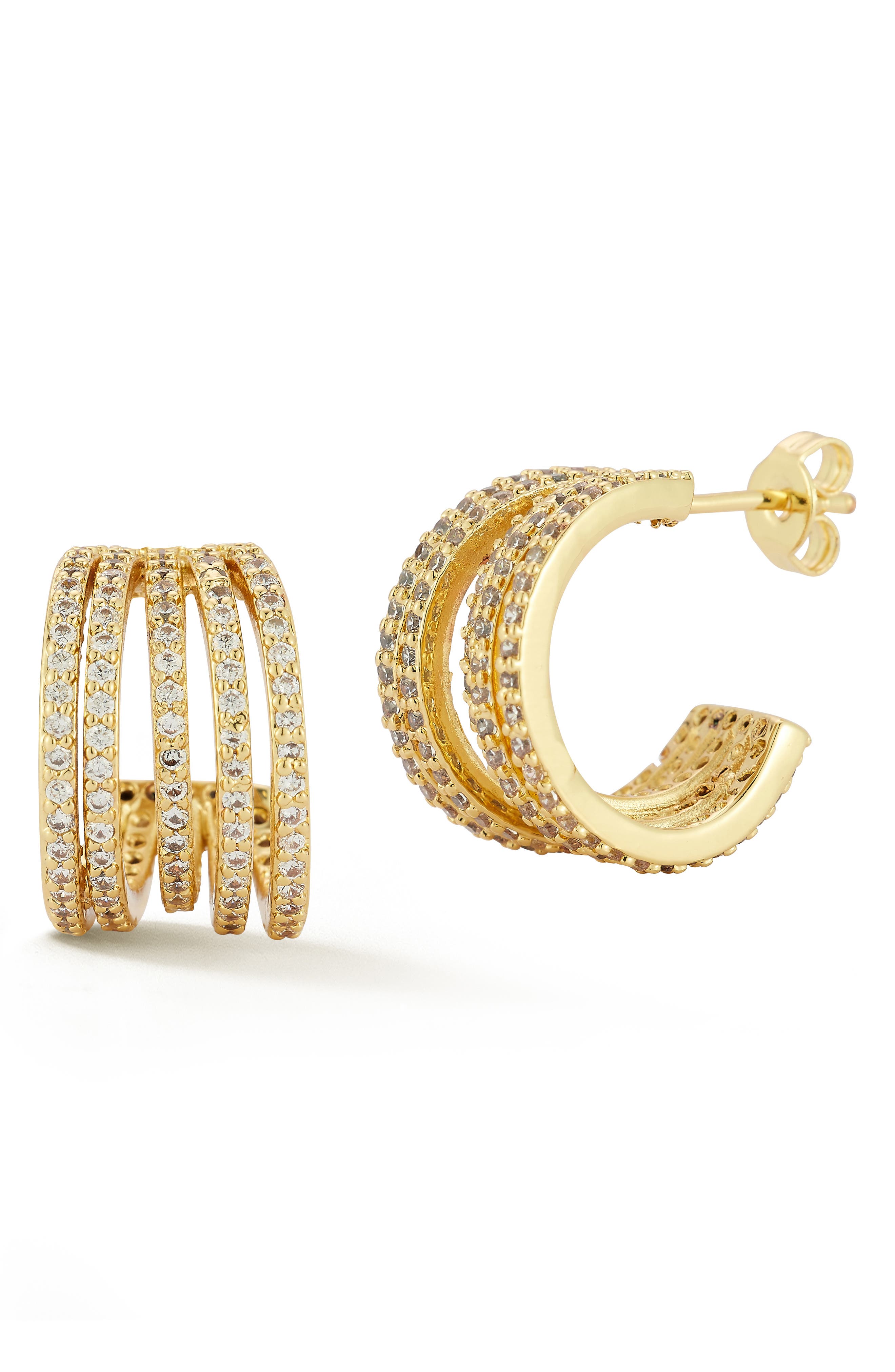 GLAZE JEWELRY Cubic Zirconia Pavé Cage Hoop Earrings
