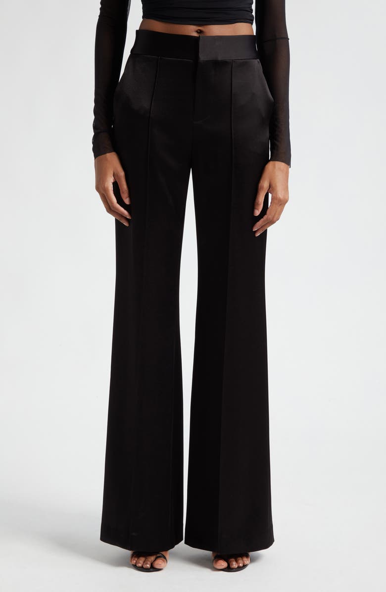 Alice + Olivia Dylan High Waist Wide Leg Pants, Main, color, Black
