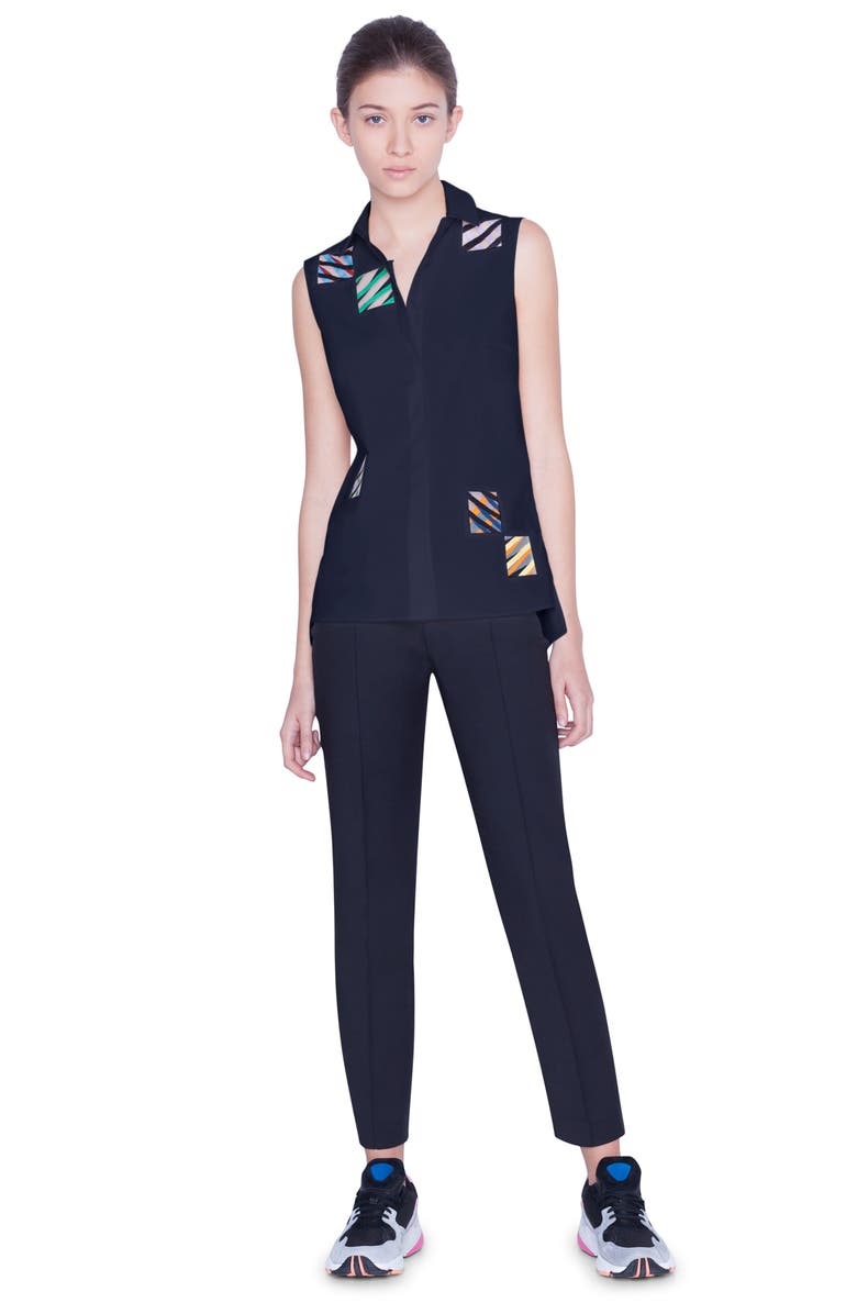 Akris punto Patchwork Embroidered Sleeveless Shirt, Alternate, color,