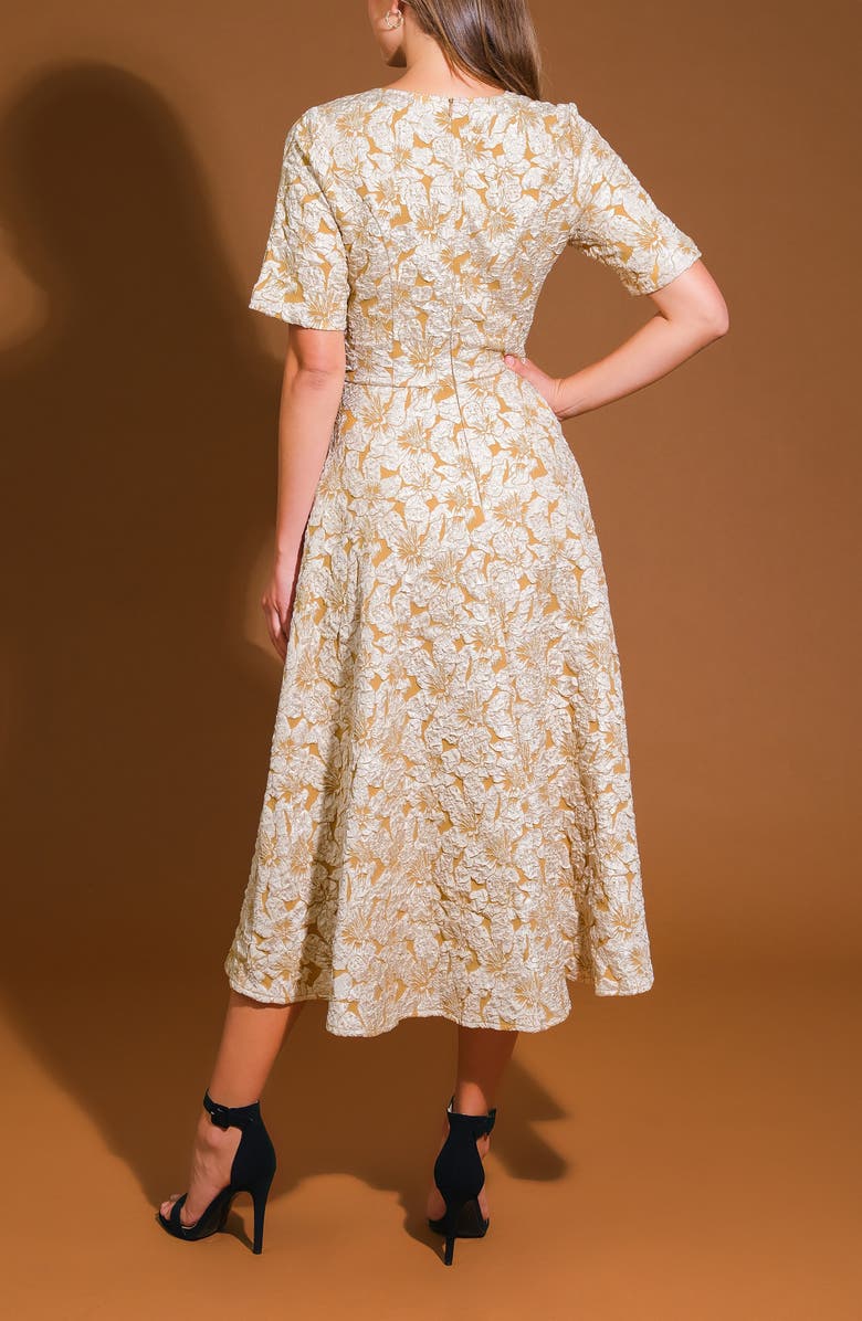 FLYING TOMATO Solid Midi Dress, Alternate, color, Mustard