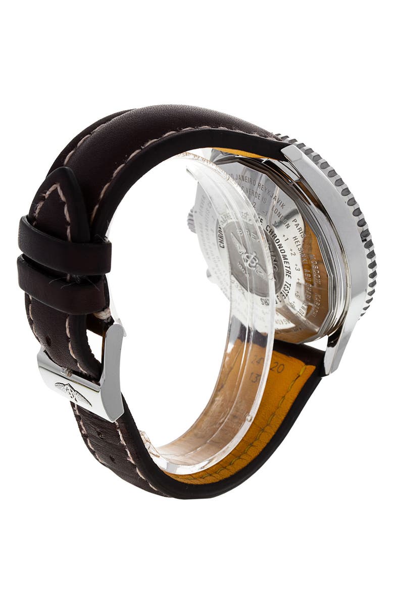 Watchfinder & Co. Breitling Preowned Navitimer Leather Strap GMT 46 Chronograph Watch, 46mm, Alternate, color, 