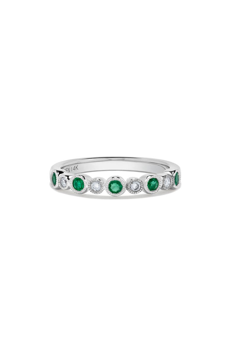 H.J. Namdar Diamond & Stone Stacking Ring - 0.08ct., Alternate, color, White Gold/ Emerald/ Diamiond