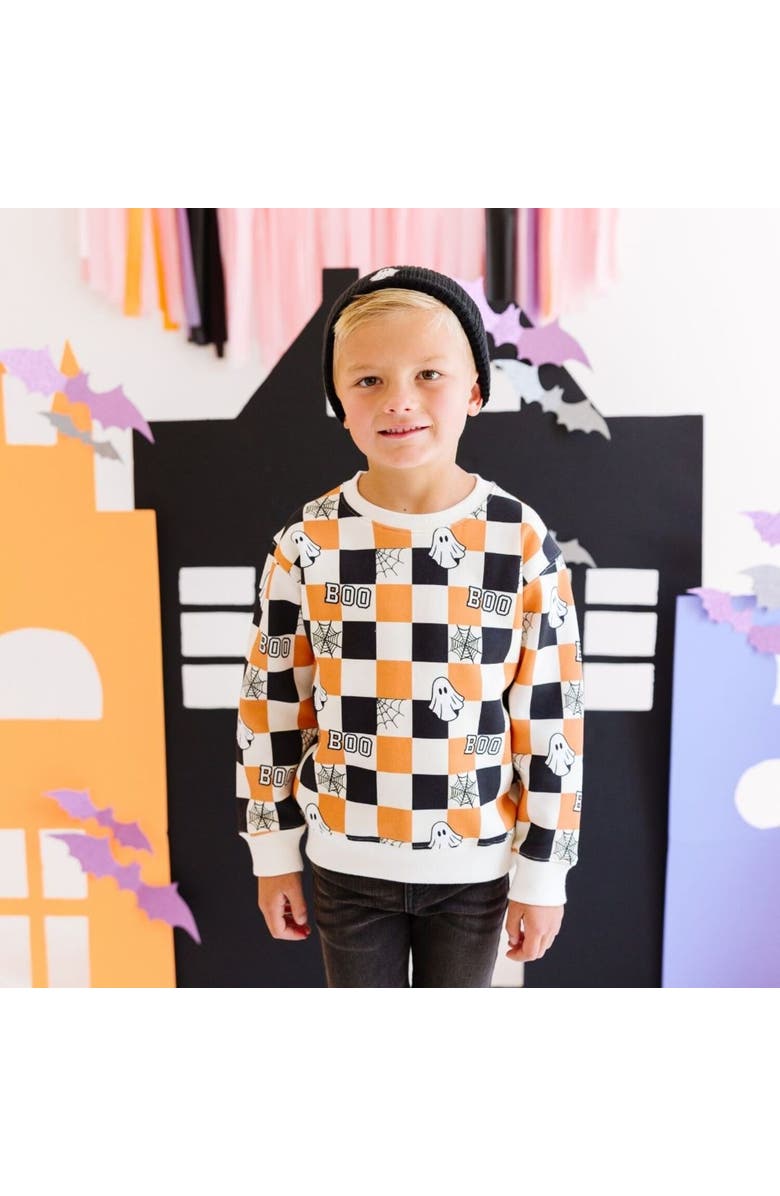 Sweet Wink Boo Checkered Halloween Sweatshirt, Alternate, color,