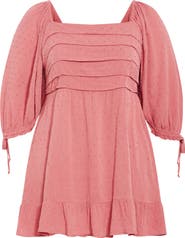 City Chic Arden Pleated Clip Dot Minidress