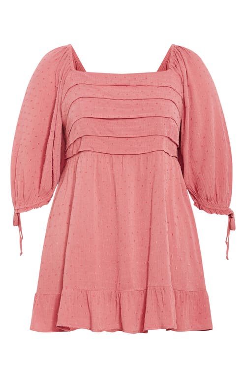 City Chic Arden Pleated Clip Dot Minidress In Pink